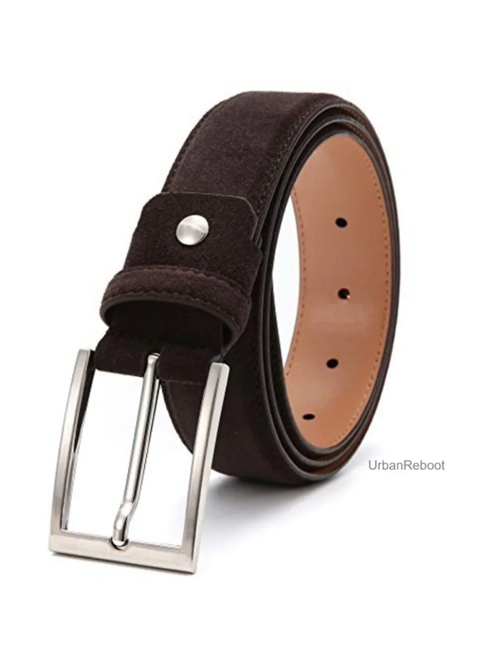 Genuine Suede Leather Men's Casual Dress Belt, 1-3/8